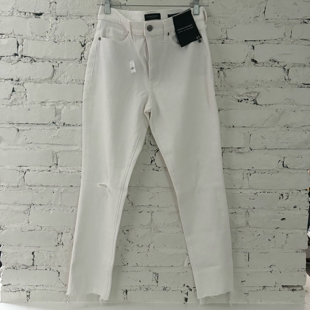 Banana Republic high rise white slim ankle jeans size 27